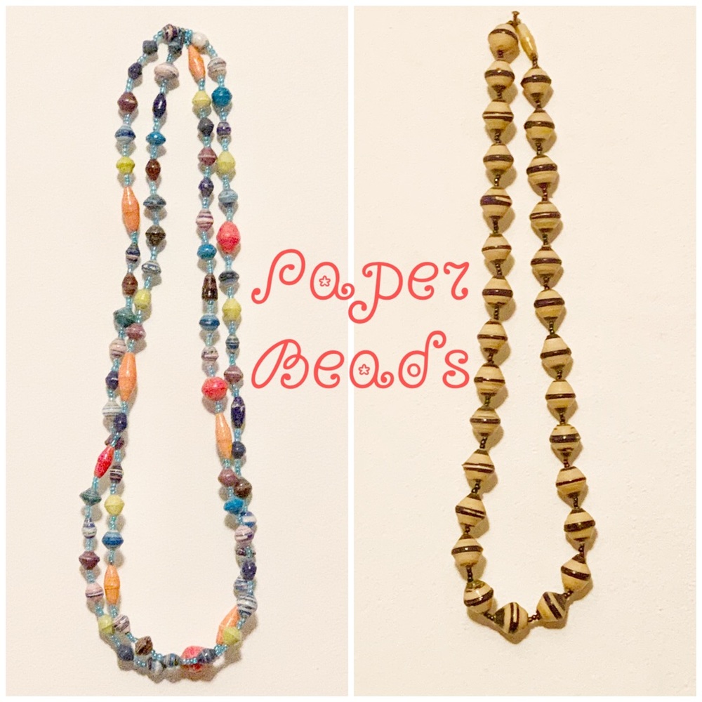 Set of 2 Fun Paper Bead Necklaces